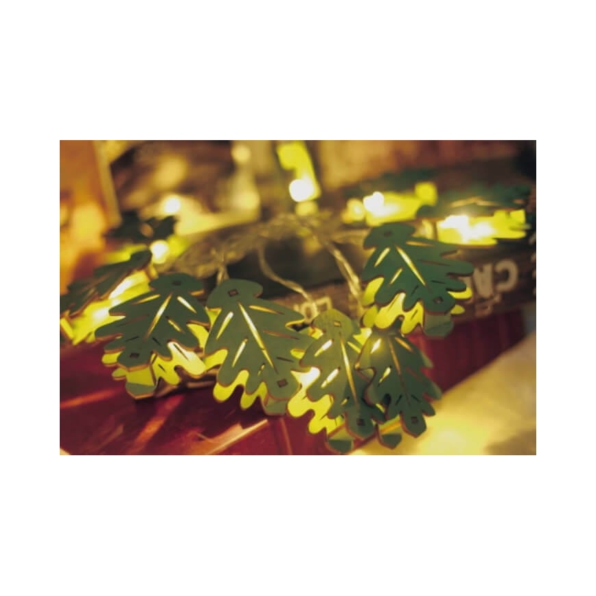 LED Dekoratív lánc 10xLED/2xAA 1,65m tölgyfalevél