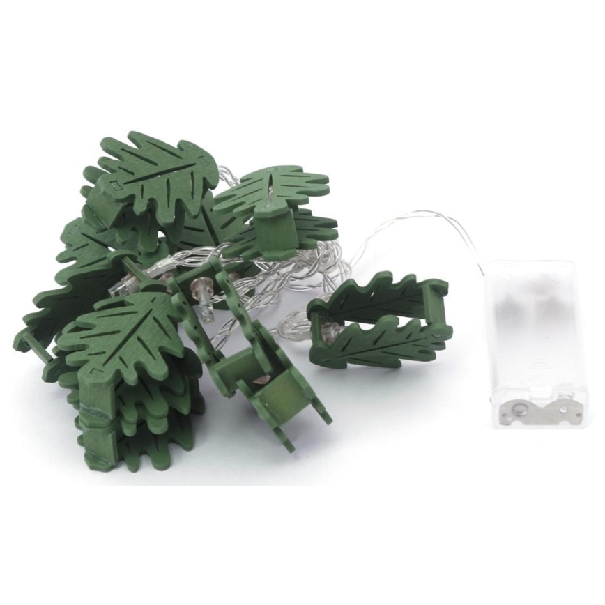 LED Dekoratív lánc 10xLED/2xAA 1,65m tölgyfalevél