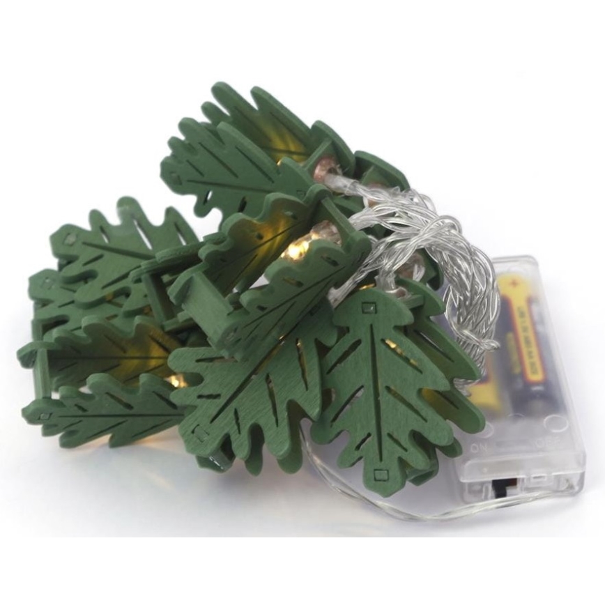 LED Dekoratív lánc 10xLED/2xAA 1,65m tölgyfalevél