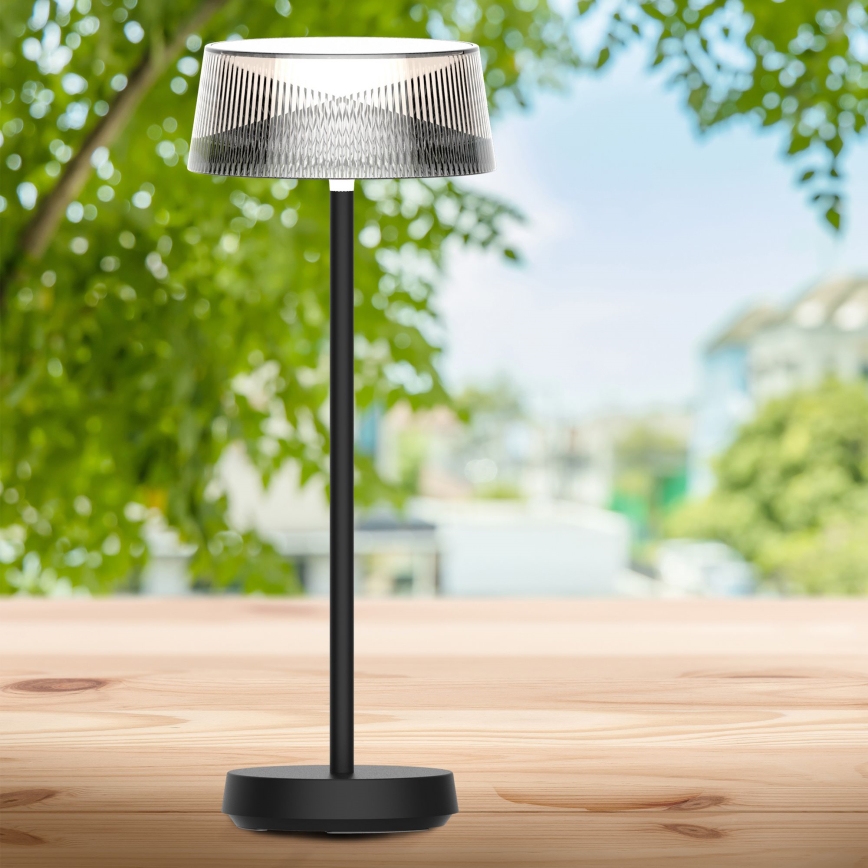 LED Dimmelhető érintős kültéri asztali lámpa CASABLANCA LED/3,4W/5V USB 3600 mAh IP44 fekete