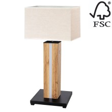 LED Dimmelhető asztali lámpa FLAME 1xE27/40W+ LED/4,6W/230V 56,5 cm tölgy – FSC igazolt