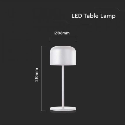 LED Dimmelhető újratölthető érintőképernyős asztali lámpa LED/1,5W/5V 2700-5700K IP54 2200 mAh fehér