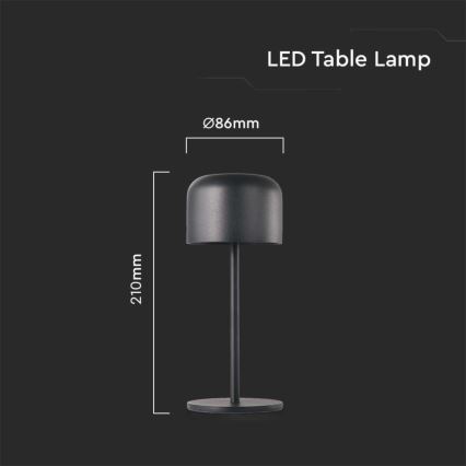 LED Dimmelhető újratölthető érintős asztali lámpa LED/1,5W/5V 2700-5700K IP54 2200 mAh fekete