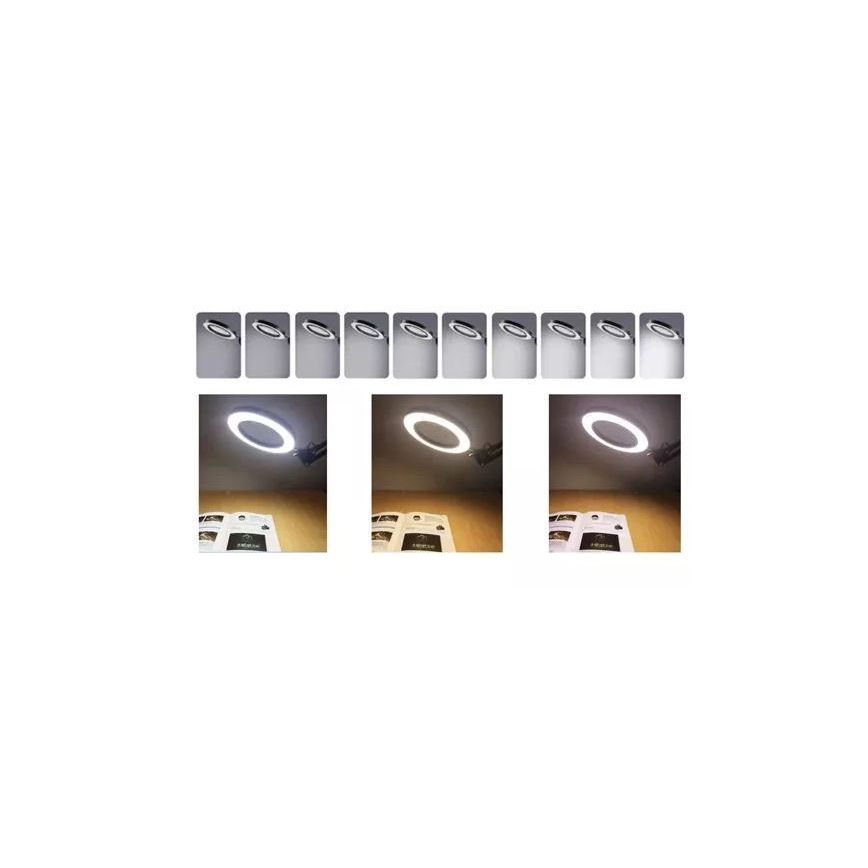 LED Dimmelhető asztali lámpa nagyítóval LED/6W/5V 3000K/4000K/6000K fekete
