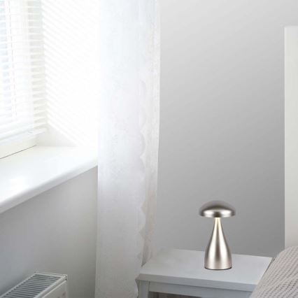 LED Dimmelhető újratölthető érintős asztali lámpa LED/1W/5V 3000-6000K 1800 mAh ezüst