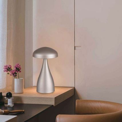 LED Dimmelhető újratölthető érintős asztali lámpa LED/1W/5V 3000-6000K 1800 mAh ezüst