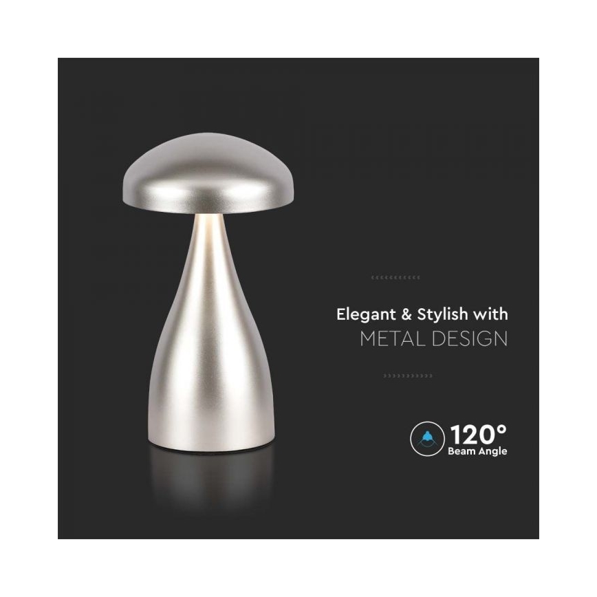 LED Dimmelhető újratölthető érintős asztali lámpa LED/1W/5V 3000-6000K 1800 mAh ezüst