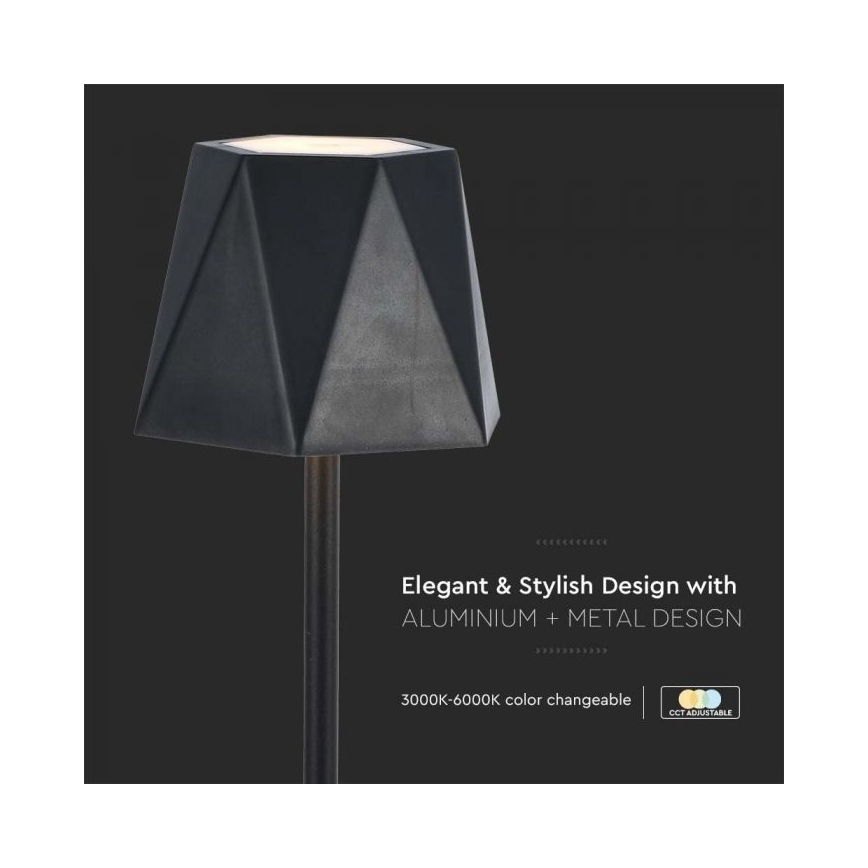 LED Dimmelhető újratölthető érintős asztali lámpa LED/4W/5V 3000-6000K 1800 mAh fekete