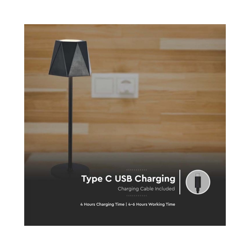 LED Dimmelhető újratölthető érintős asztali lámpa LED/4W/5V 3000-6000K 1800 mAh fekete