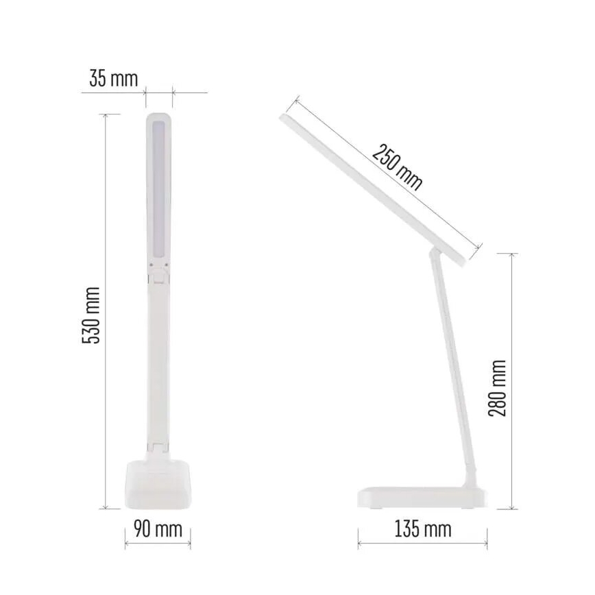 LED Dimmelhető Asztali lámpa tölthető LED/5W/3,7V 3000K/4000K/6500K 800mAh fehér