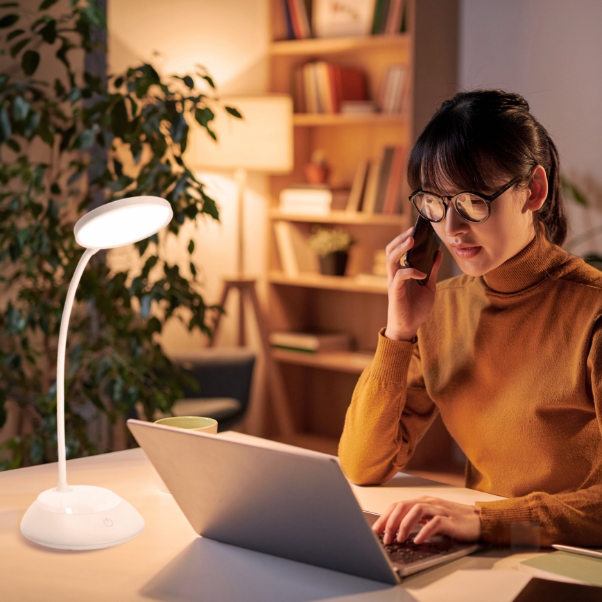 LED Dimmelhető Asztali lámpa tölthető VISUA LED/5W/5V 3000-5000K 1200 mAh fehér