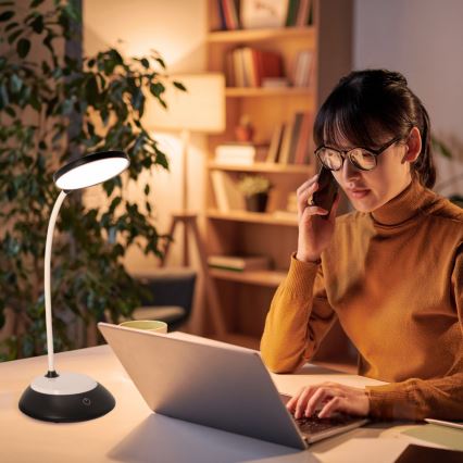 LED Dimmelhető Asztali lámpa tölthető VISUA LED/5W/5V 3000-5000K 1200 mAh fekete