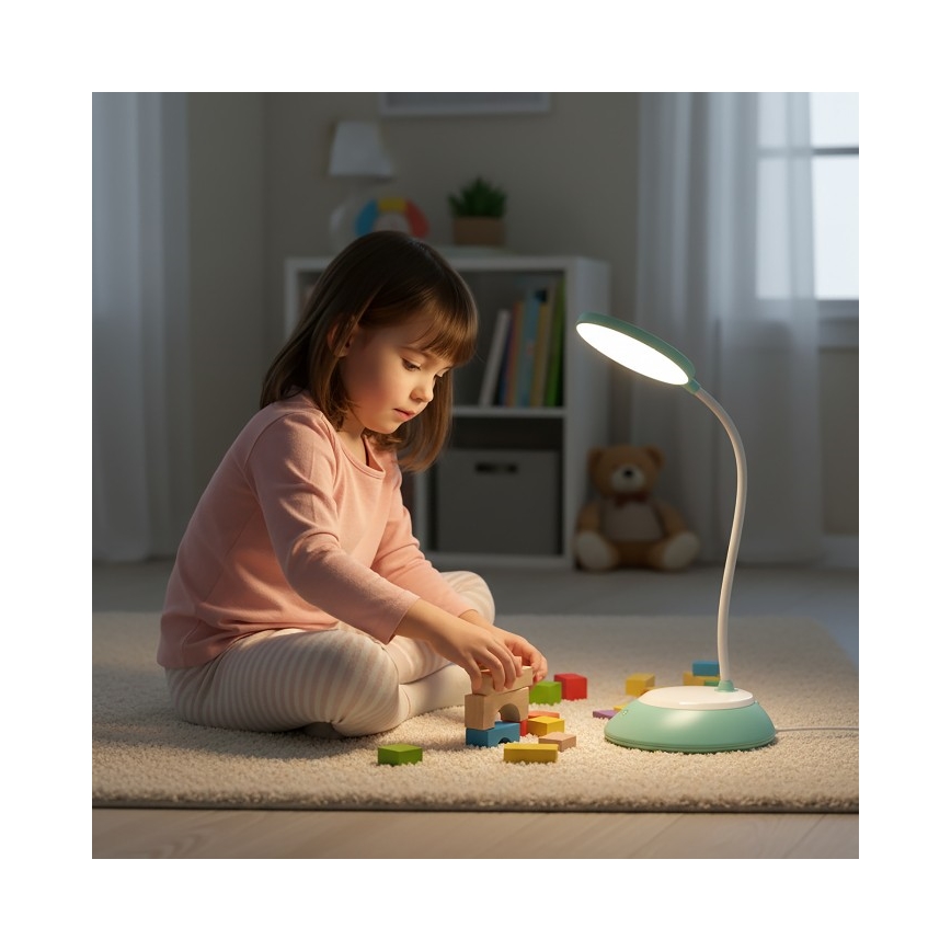 LED Dimmelhető Asztali lámpa tölthető VISUA LED/5W/5V 3000-5000K 1200 mAh türkiz