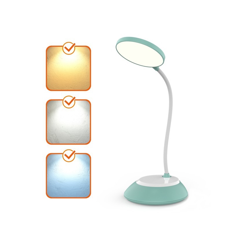 LED Dimmelhető Asztali lámpa tölthető VISUA LED/5W/5V 3000-5000K 1200 mAh türkiz