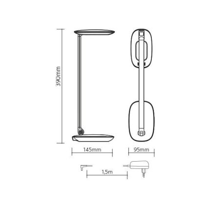 LED Dimmelhető asztali lámpa USB-vel MOANA LED/6W/230V fekete