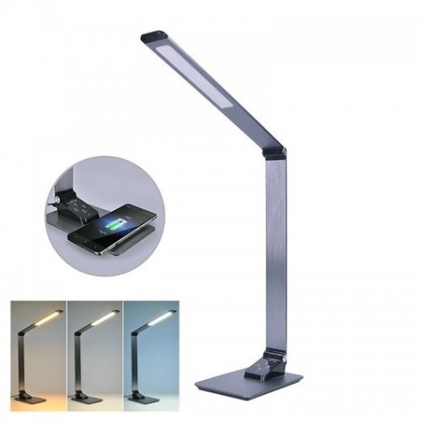 LED Dimmelhető asztali lámpa vezeték nélküli töltéssel LED/10W/230V króm