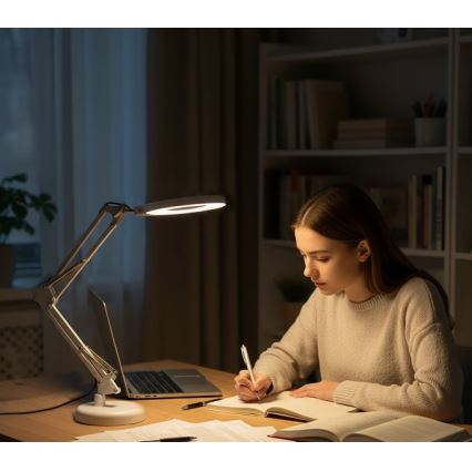 LED fényerőszabályozható 2 az 1-ben asztali lámpa nagyítóval AURIQ LOUPE LED/10W/5V 3000/4000/6500K fehér