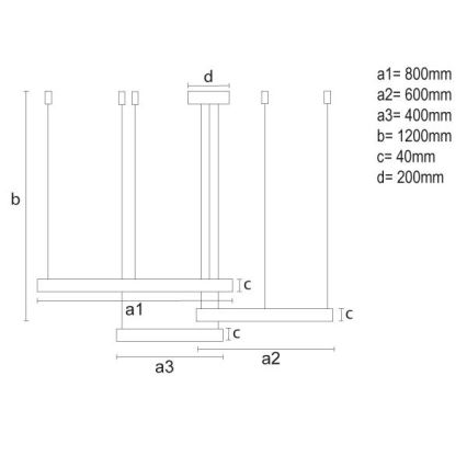 LED Dimmelhető csillár zsinóron LED/125W/230V 3000-6500K átm. 80 cm + távirányítás