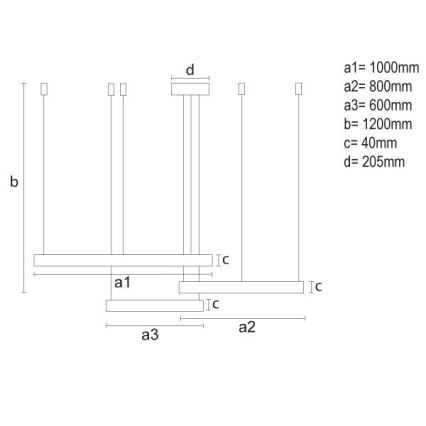 LED Dimmelhető csillár zsinóron LED/170W/230V 3000-6500K átm. 100 cm + távirányítás