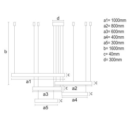 LED Dimmelhető csillár zsinóron LED/220W/230V 3000-6500K átm. 100 cm + távirányítás