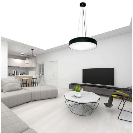 LED dimmelhető csillár zsinóron LED/50W/230V 3000-6500K fekete + távirányítás