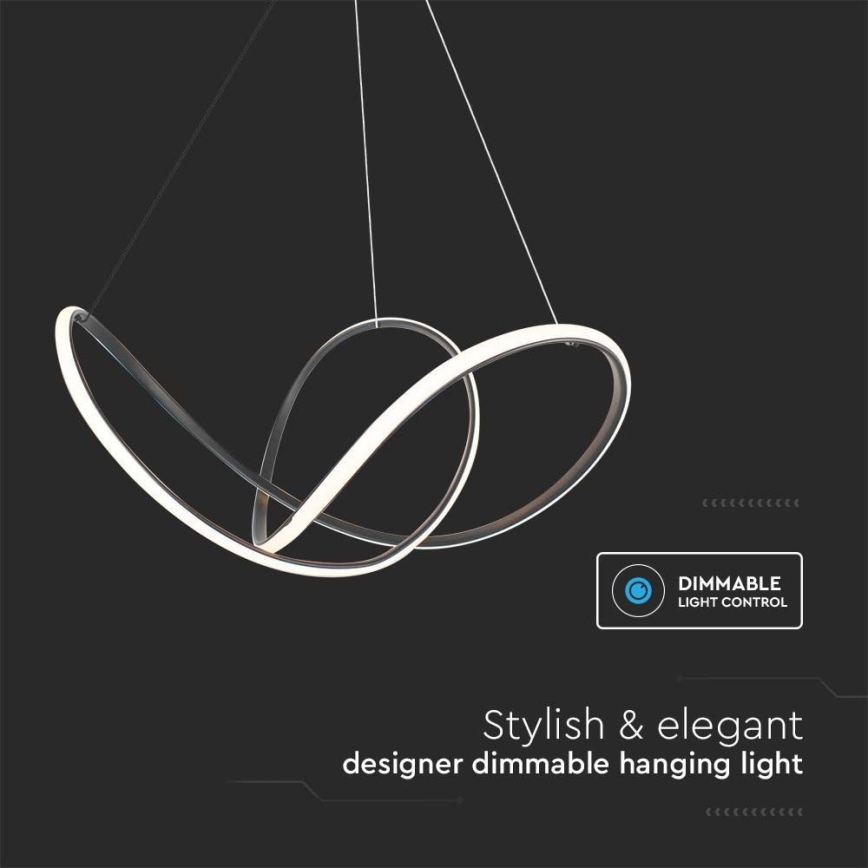 LED Dimmelhető csillár zsinóron LED/50W/230V 3000K fekete