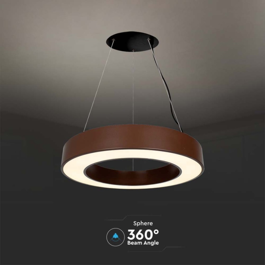 LED Dimmelhető csillár zsinóron LED/50W/230V 4000K átm. 60 cm barna