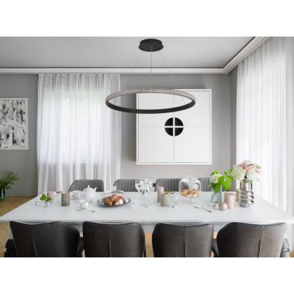 LED dimmelhető csillár zsinóron LED/55W/230V 3000-6500K átm. 80 cm + távirányítás