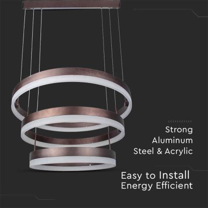 LED dimmelhető csillár zsinóron LED/86W/230V 3000K barna