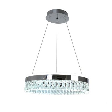 LED Dimmelhető kristálycsillár zsinóron LED/90W/230V 3000-6500K fényezett króm + távirányítás