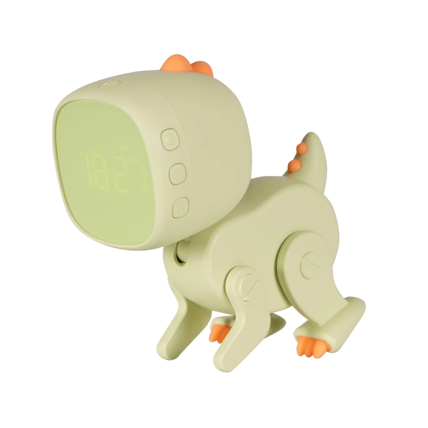 LED RGBW Dimmelhető gyermek éjszaka kislámp ébresztőórával ROBOT LED/1W/5V 1200 mAh