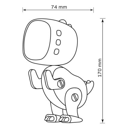 LED RGBW Dimmelhető gyermek éjszaka kislámp ébresztőórával ROBOT LED/1W/5V 1200 mAh