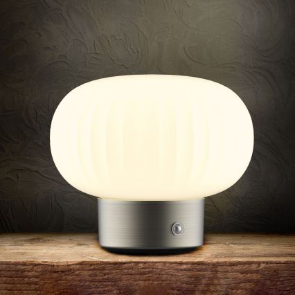 LED Dimmelhető érintős asztali lámpa LATTE LED/1,8W/5V USB 2000 mAh matt króm/fehér