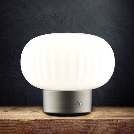 LED Dimmelhető érintős asztali lámpa LATTE LED/1,8W/5V USB 2000 mAh matt króm/fehér