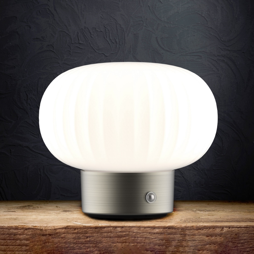 LED Dimmelhető érintős asztali lámpa LATTE LED/1,8W/5V USB 2000 mAh matt króm/fehér