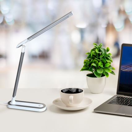 LED Dimmelhető érintős asztali lámpa MADERA LED/7W/230V USB fehér