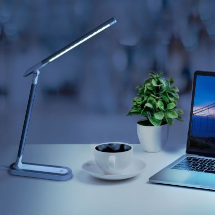 LED Dimmelhető érintős asztali lámpa MADERA LED/7W/230V USB fehér