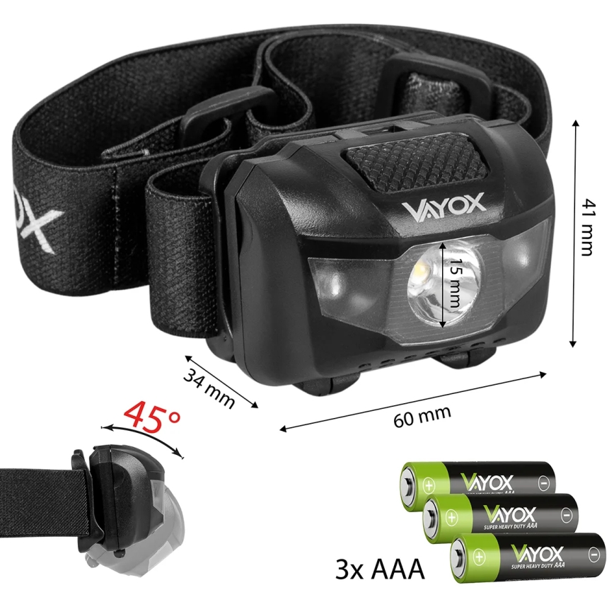 LED Dimmelhető fejlámpa 3xLED/3xAAA IPX4 100 fényes