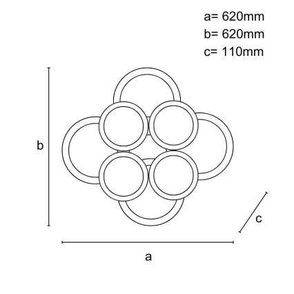 LED Dimmelhető felületre szerelhető csillár LED/200W/230V 3000-6500K + távirányítás