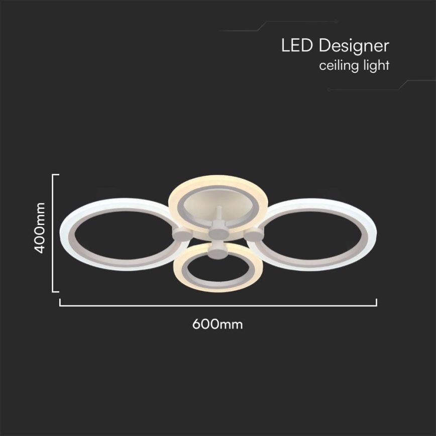 LED Dimmelhető felületre szerelhető csillár LED/45W/230V 3000-6500K + távirányítás