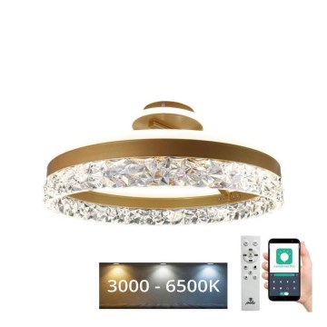 LED Dimmelhető felületre szerelhető csillár LED/86W/230V 3000-6500K arany + távirányítás