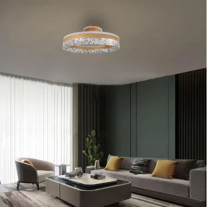 LED Dimmelhető felületre szerelhető csillár LED/86W/230V 3000-6500K arany + távirányítás