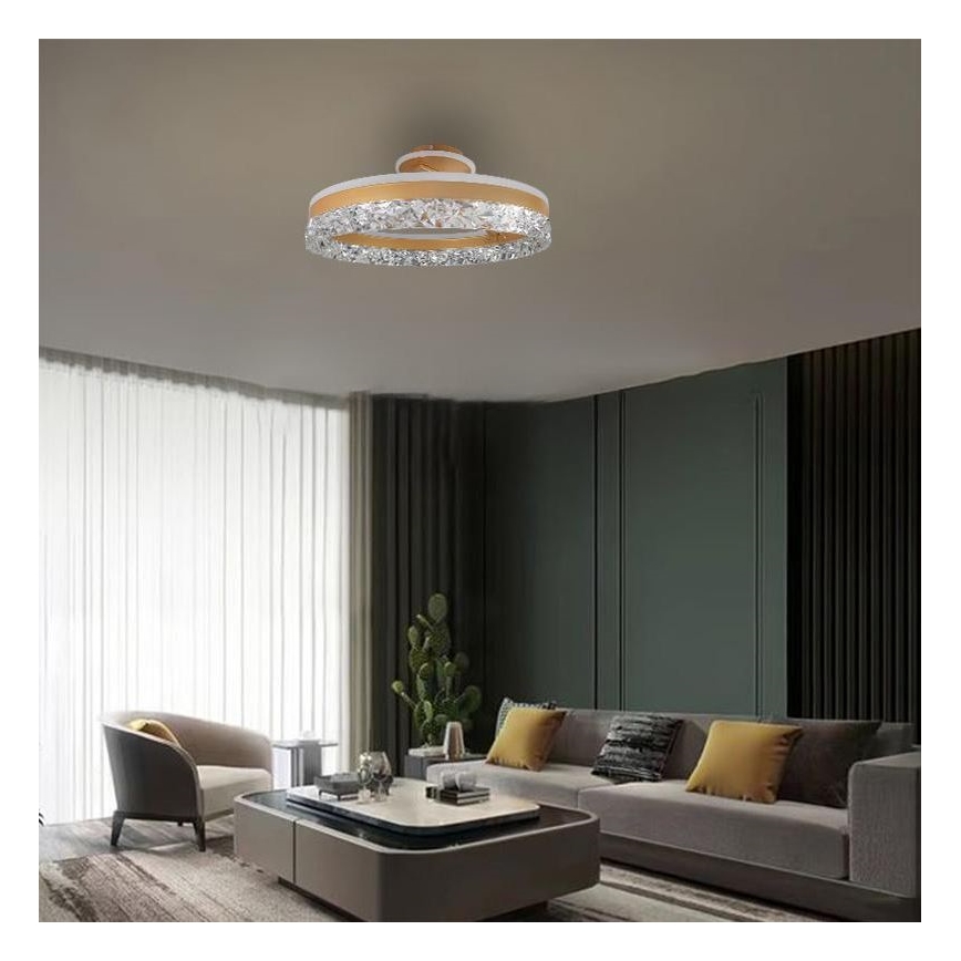 LED Dimmelhető felületre szerelhető csillár LED/86W/230V 3000-6500K arany + távirányítás