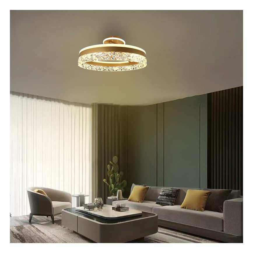 LED Dimmelhető felületre szerelhető csillár LED/86W/230V 3000-6500K arany + távirányítás