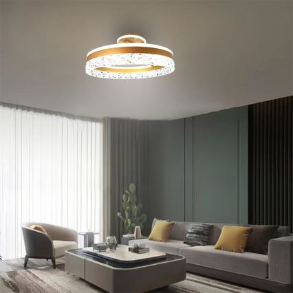 LED Dimmelhető felületre szerelhető csillár LED/86W/230V 3000-6500K arany + távirányítás