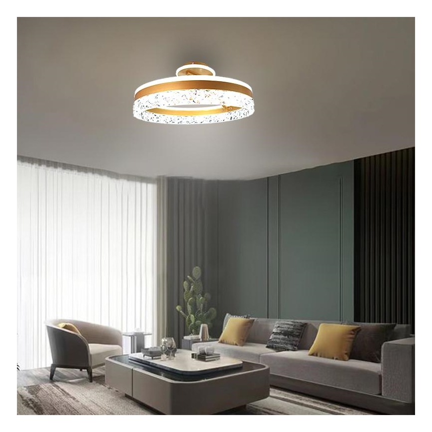 LED Dimmelhető felületre szerelhető csillár LED/86W/230V 3000-6500K arany + távirányítás