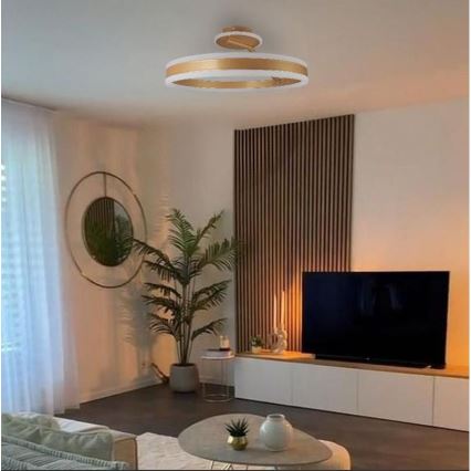 LED Dimmelhető felületre szerelhető csillár LED/86W/230V 3000-6500K arany + távirányítás
