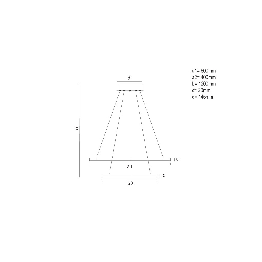 LED dimmelhető kábelre függesztett csillár LED/55W/230V 3000-6500K átm. 60 cm + távirányító