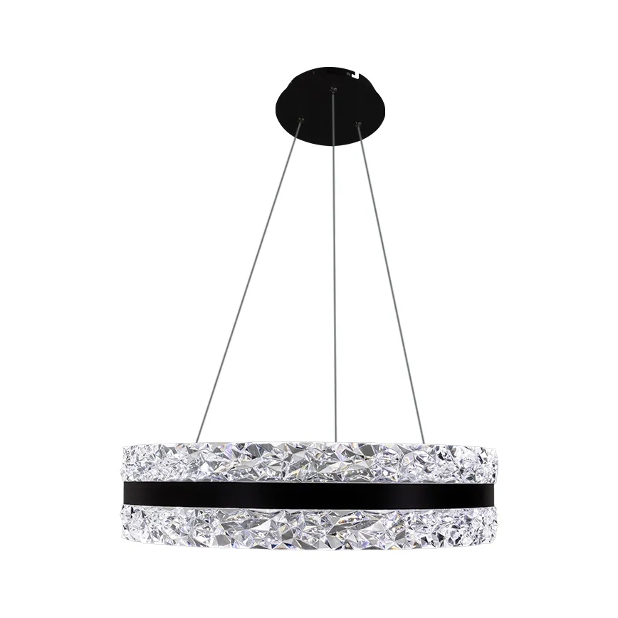 LED dimmelhető kristály csillár kábelre LED/80W/230V 3000-6500K fekete + távirányító