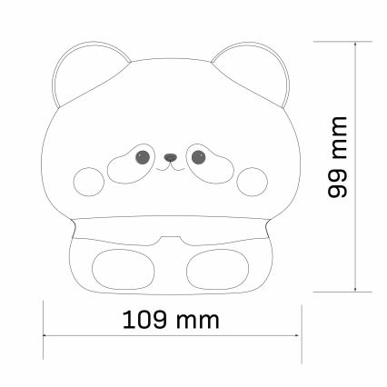 LED Dimmelhető gyermek érintős lámpa PANDA LED/2W/3,7V 1200 mAh
